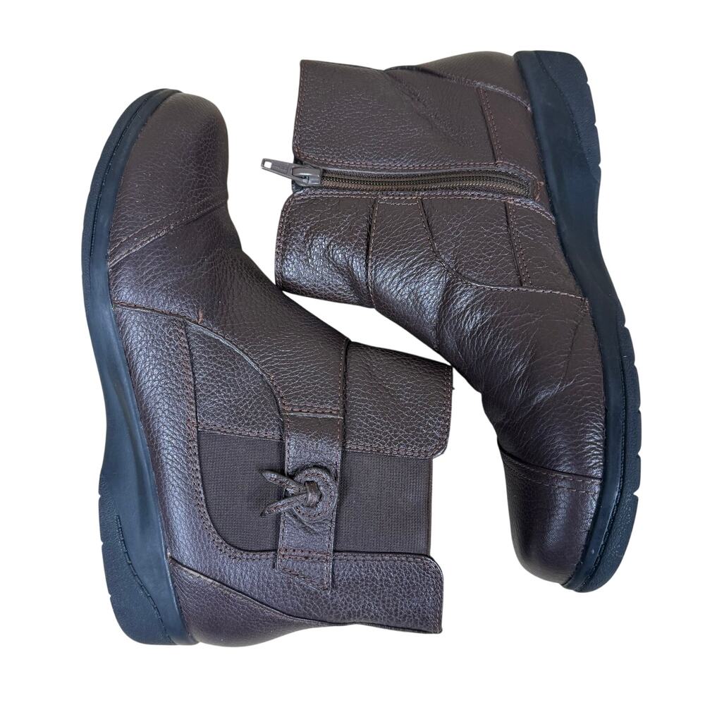 Clarks Collection Cheyn Boots Women’s 6 Blue Brown Leather Cushion Soft Ankle